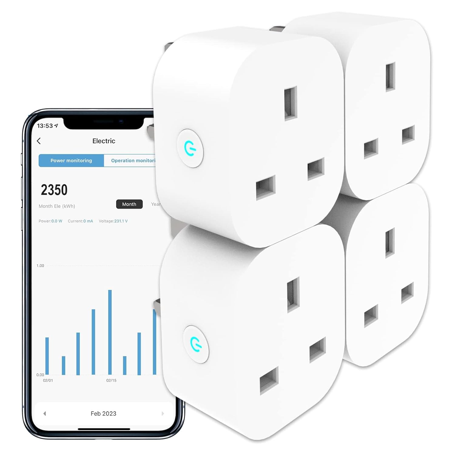 ANTELA Smart Plug + Energy Monitoring (4 Pack)