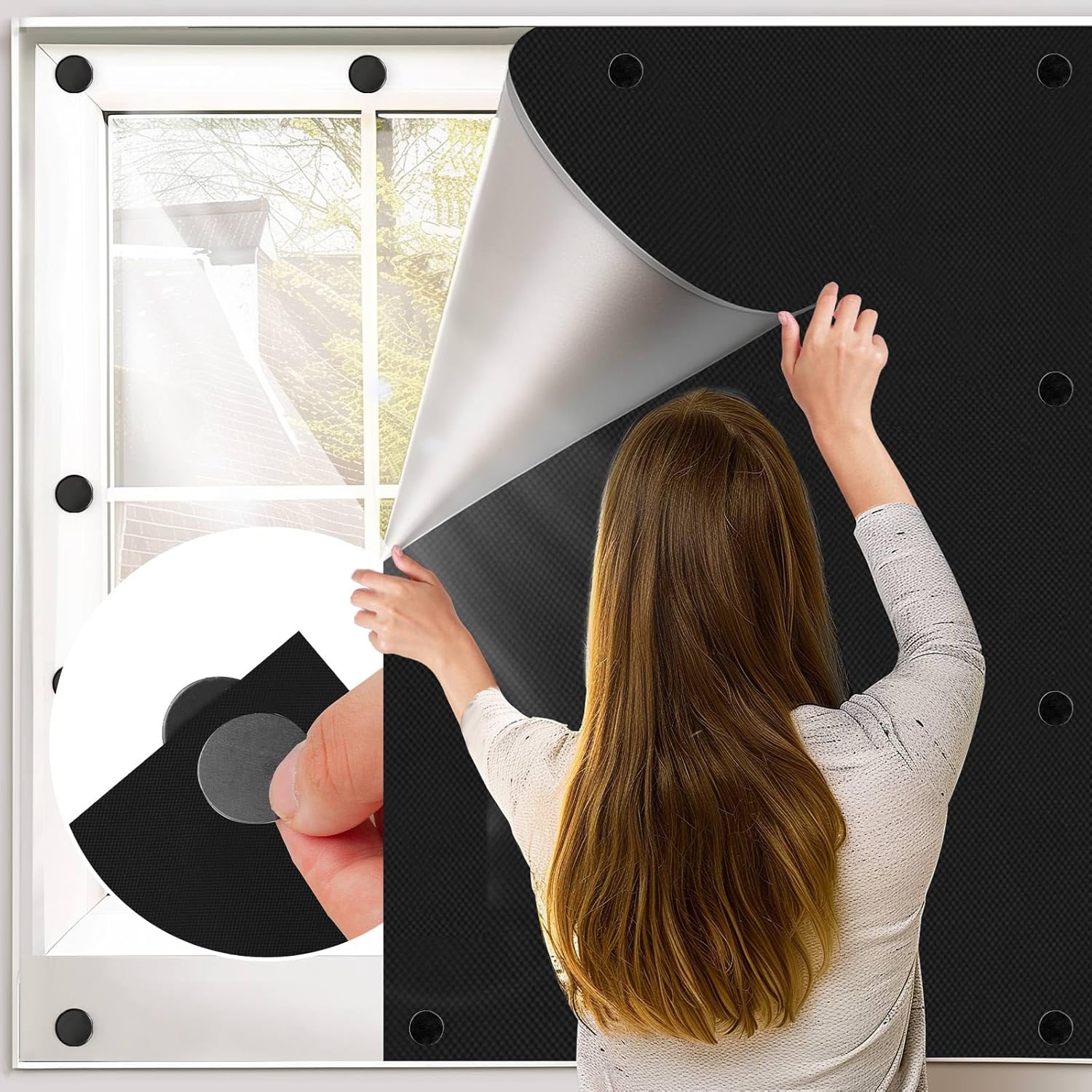 BKSAI Magnetic Blackout Blinds Window for Bedroom