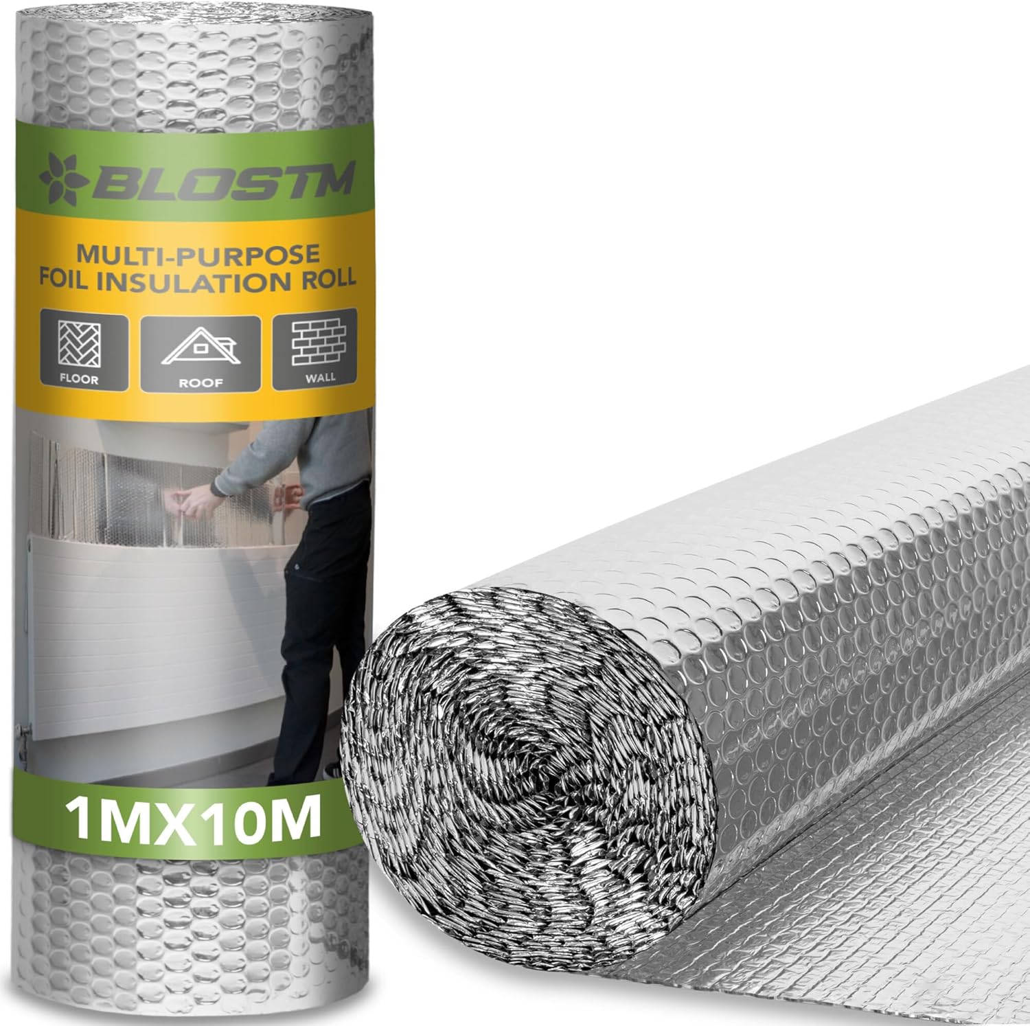 BLOSTM Foil Insulation Roll 1m x 10m - Radiator Reflector Panels