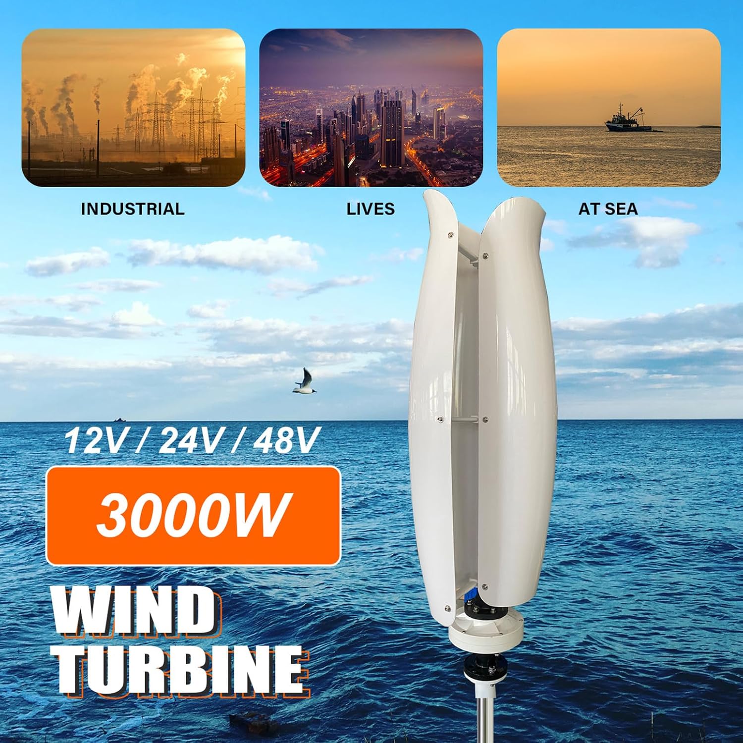 ZHOZHUT 3KW Vertical Axis Wind Turbine Generator